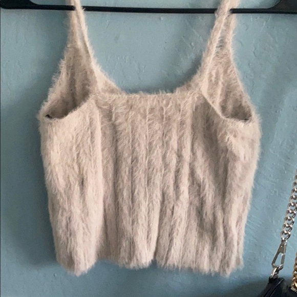 Fuzzy crop cream tank top- brand (Double zero) - Picture 2 of 2